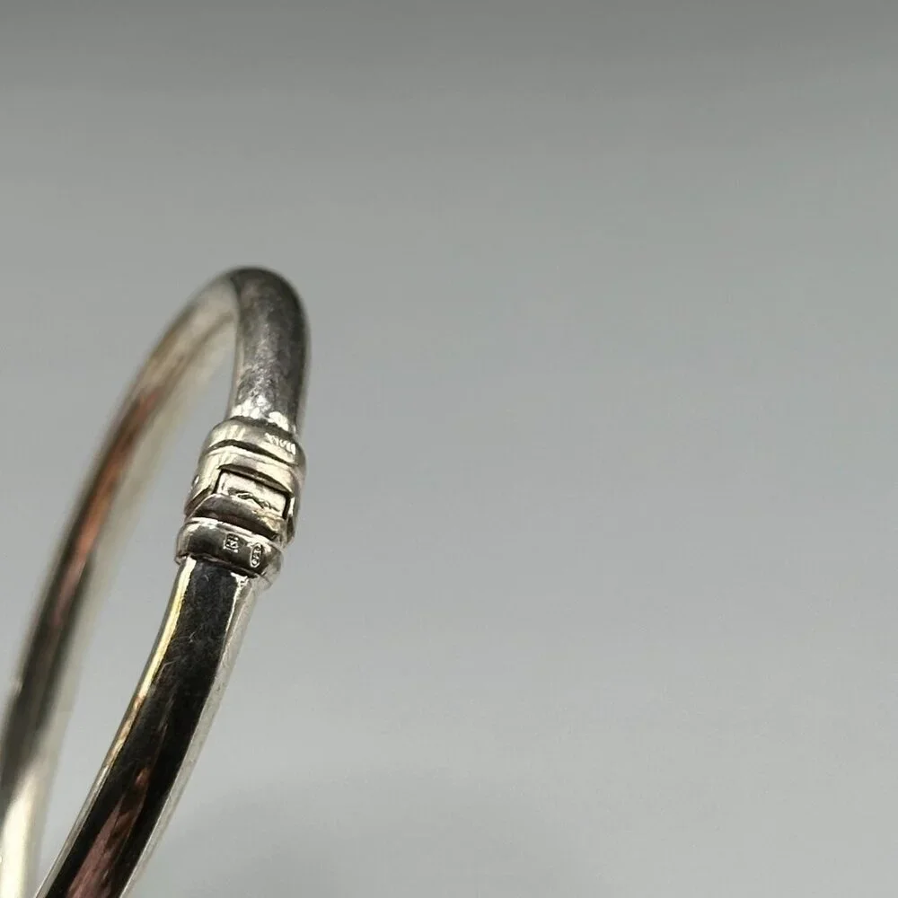 Sterling Silver Torque Bracelet Bypass Hinged Open Cuff Modernist 7.75